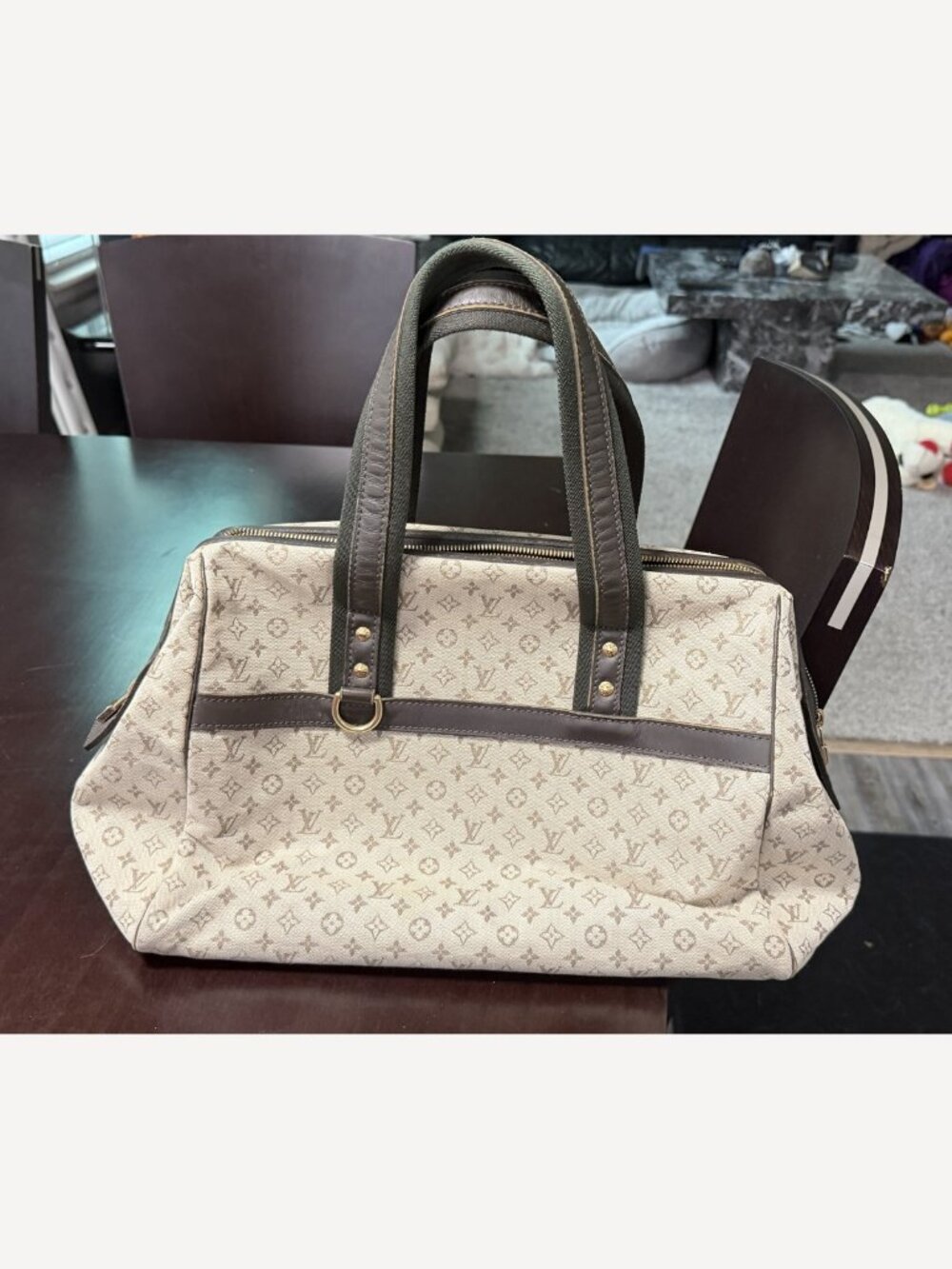 Louis Vuitton Monogram Mini Lin Josephine GM Brown Handbag Authentic